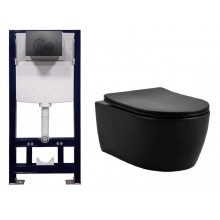 Подвесной унитаз Splendy Pride Black Matte с инсталляцией Stable, ST3011TPRBM/PR10152VTYBM Set