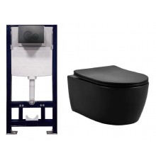 Подвесной унитаз Splendy Pride Black Matte с инсталляцией Stable, ST3011TPRBM/PR10152VTYBM Set