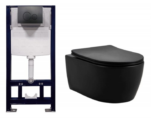 Подвесной унитаз Splendy Pride Black Matte с инсталляцией Stable, ST3011TPRBM/PR10152VTYBM Set