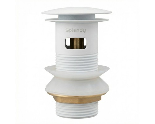 Донный клапан Splendy с переливом, нажимной Click Clack, белый матовый, 1 1/4", AA3071YORMWM