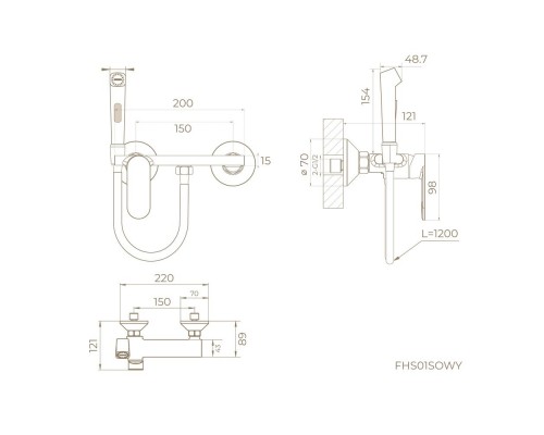 Гигиенический душ со смесителем Knotlor FHS01S0WY, белый