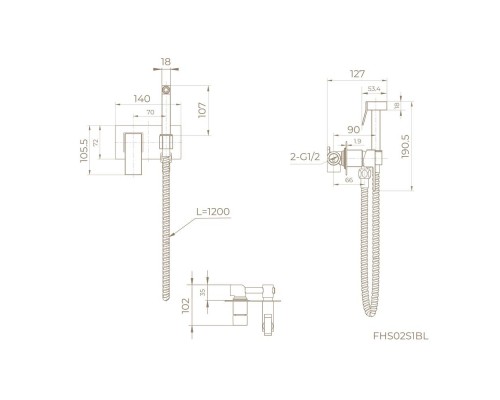 Гигиенический душ со смесителем встраиваемый Knotlor FHS02S1BL, черный