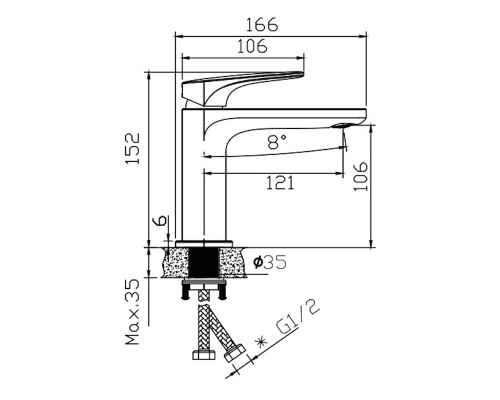 Cмеситель для раковины KNOTLOR KN-80/GM, вороненая сталь