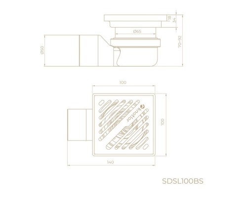 Душевой трап точечный Knotlor SDSL100BS, матовая сталь