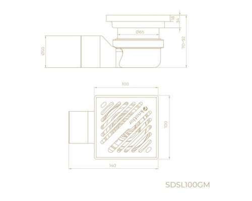 Душевой трап точечный Knotlor SDSL100GM, вороненая сталь