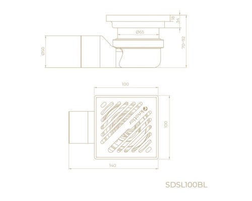 Душевой трап точечный Knotlor SDSL100BL, матовый черный