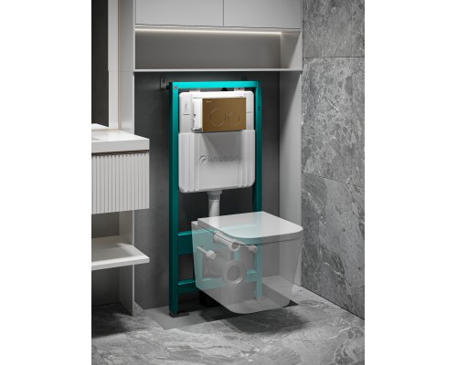 Инсталляция для подвесного унитаза Knotlor ISWC505FG (серия 1), бирюзовый