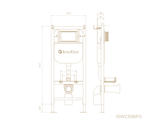 Инсталляция для подвесного унитаза Knotlor ISWC506FG (серия 1), бирюзовый