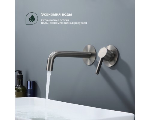 Смеситель для раковины встраиваемый Splenka S221.11.09, графит