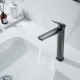 Смеситель для раковины высокий Shevanik S4211T, оружейная сталь
