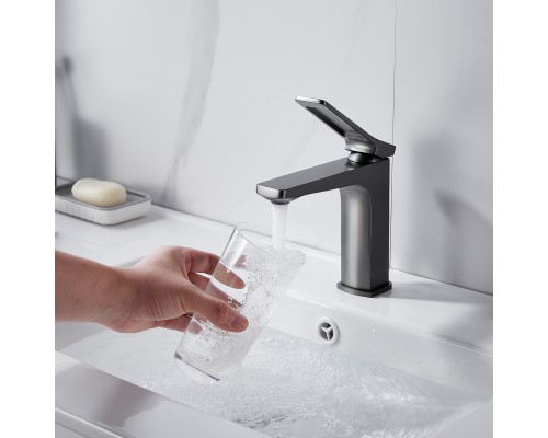 Смеситель для раковины Shevanik S4601T, оружейная сталь