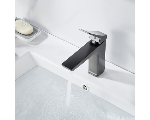 Смеситель для раковины Shevanik S4401T, оружейная сталь