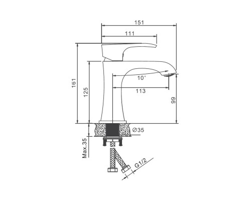 Смеситель для раковины BELZ B10507-5, золото