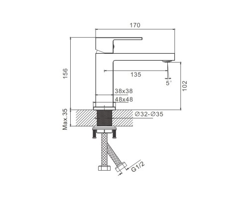 Смеситель для раковины BELZ B10658, хром