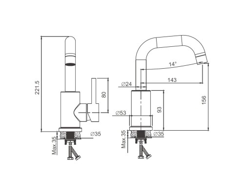 Смеситель для раковины BELZ B10810-7, черный