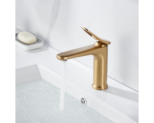 Смеситель для раковины Shevanik S4701G, золотой сатин