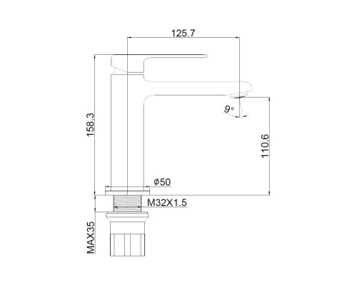Смеситель для раковины Maretti Турин-ГР TR32RF323, графит