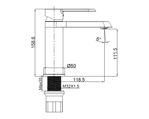 Смеситель для раковины Maretti Форо FR32RF328, хром