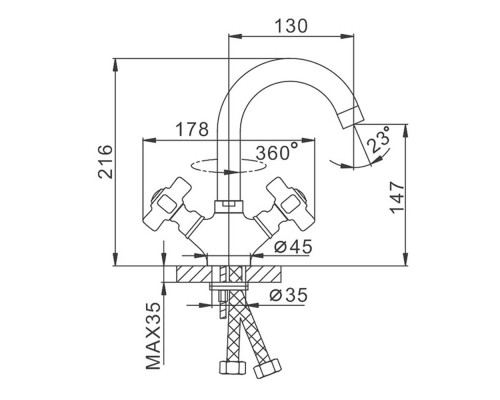 Смеситель для раковины Frap F1318, хром