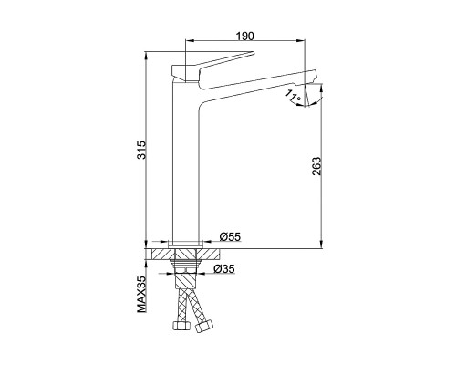 Смеситель для раковины высокий Frap F1062-2, черный