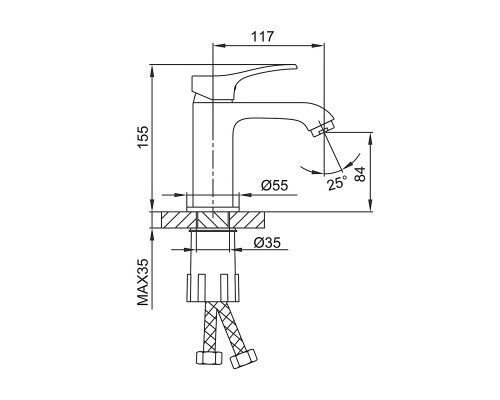 Смеситель для раковины Frap F1075-9, оружейная сталь