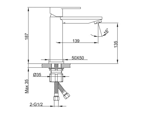 Смеситель для раковины Frap F10202-9, оружейная сталь