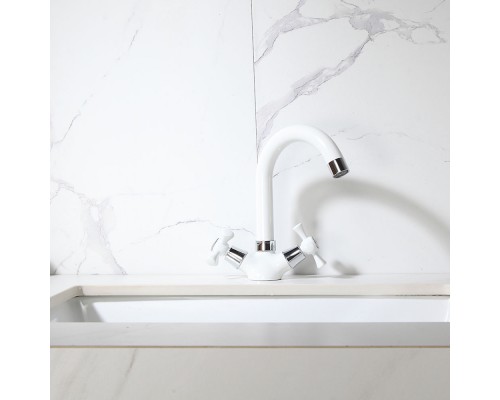 Смеситель для раковины Frud R13332, белый/хром