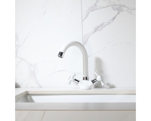 Смеситель для раковины Frud R13332, белый/хром