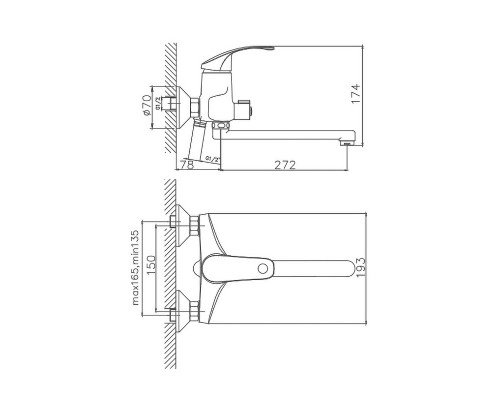 Смеситель для ванны Cron CN2221, хром