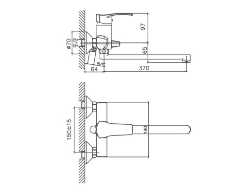 Смеситель для ванны Cron CN2270, хром
