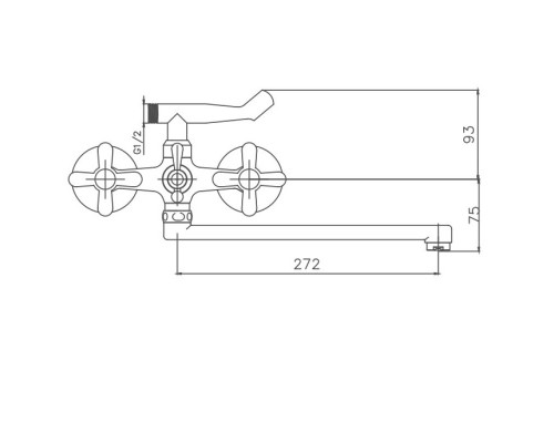 Смеситель для ванны Cron CN2125, хром