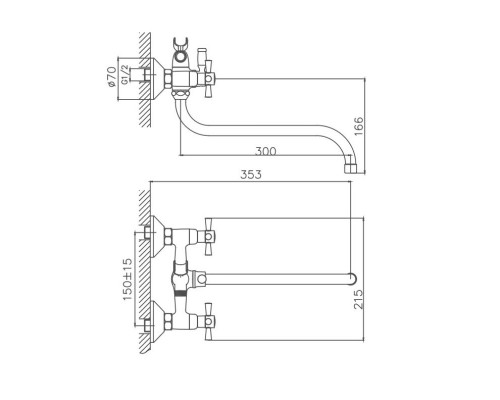 Смеситель для ванны Cron CN22142-12, зеленый