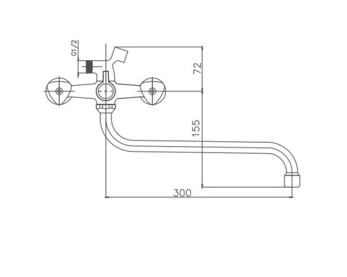 Смеситель для ванны Cron CN2208-2, хром