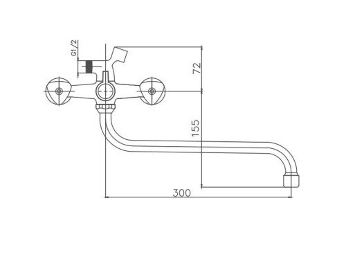 Смеситель для ванны Cron CN2209-2, хром