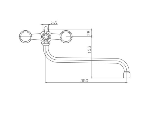 Смеситель для ванны Cron CN2308, хром