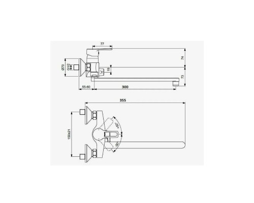 Смеситель для ванны D-Lin D146405-5, хром