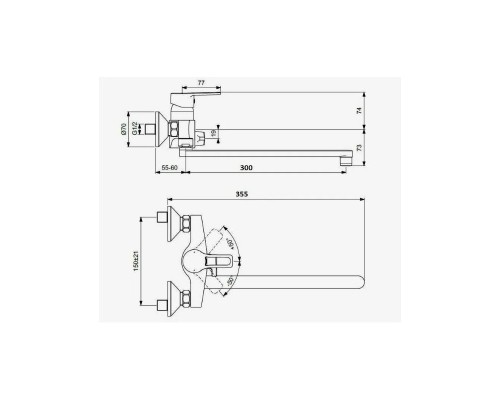 Смеситель для ванны D-Lin D146452-5, хром