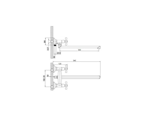 Смеситель для ванны D-Lin D143810-F, хром