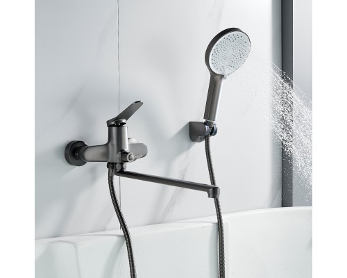 Смеситель для ванны Shevanik S6222T, оружейная сталь