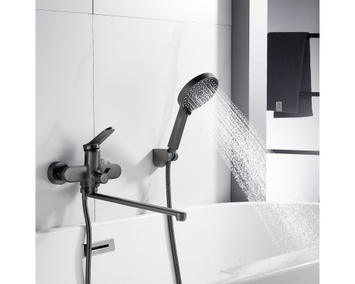 Смеситель для ванны Shevanik S4322T, оружейная сталь