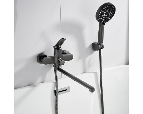 Смеситель для ванны Shevanik S4322T, оружейная сталь