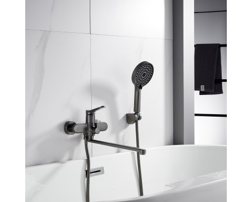 Смеситель для ванны Shevanik S4322T, оружейная сталь