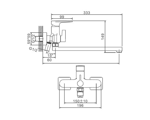 Смеситель для ванны BELZ B22713-7, черный