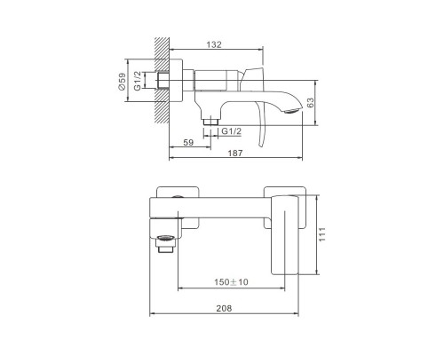 Смеситель для ванны BELZ B60507-5, золото