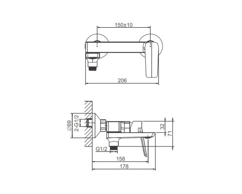 Смеситель для ванны BELZ B60715-7, черный