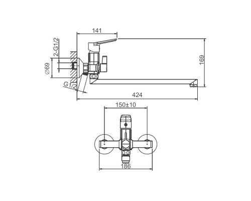 Смеситель для ванны BELZ B22715, хром