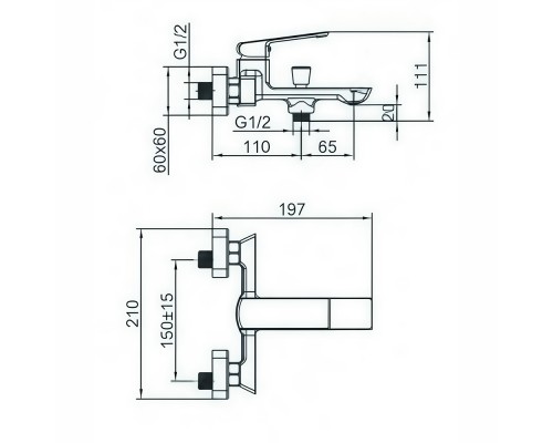 Смеситель для ванны Maretti Турин-ГМ TR22RF323, графит
