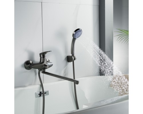 Смеситель для ванны Shevanik S5022T, оружейная сталь