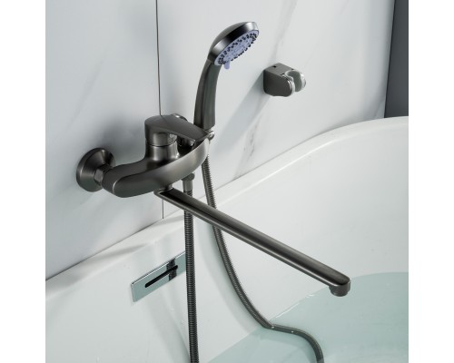 Смеситель для ванны Shevanik S5072T, оружейная сталь
