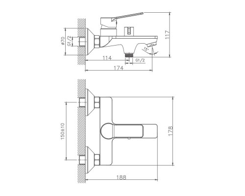 Смеситель для ванны Maretti Виола VA22RF572, хром